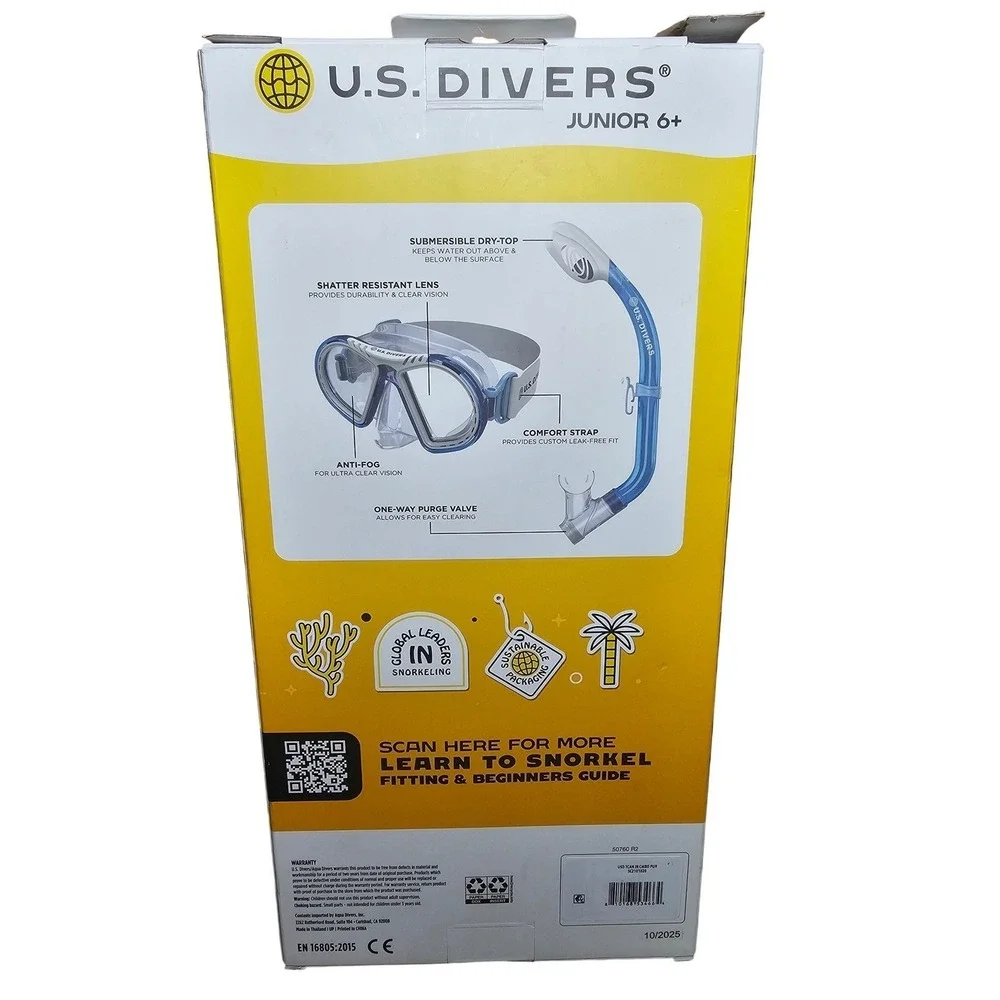 US Divers Toucan Jr Kids Snorkel Mask Set Purple White Junior 6+ SC2101020